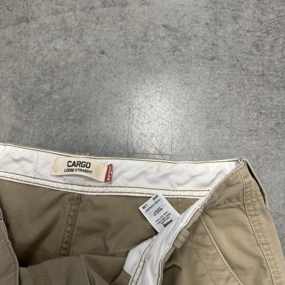 Vintage Levis Cargo Pants Mens 40x34 Y2k Loose Baggy Khaki Fatigue Skater 2000s - Picture 7 of 12